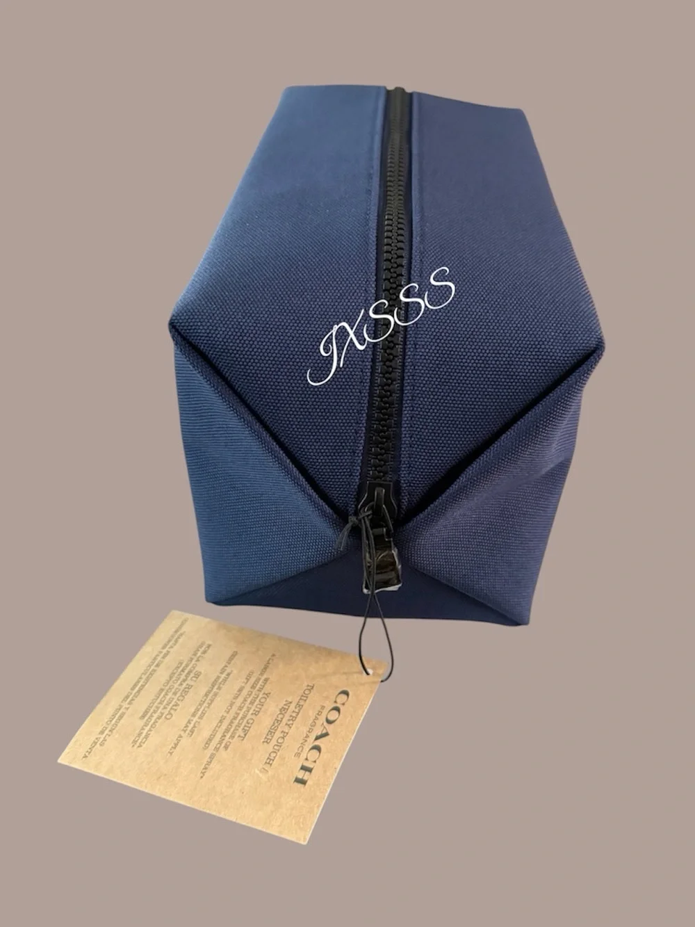 Navy-Blue Coach Beauty (Varsity-Print) Large Cosmetic-Toiletry Bag/Pouch